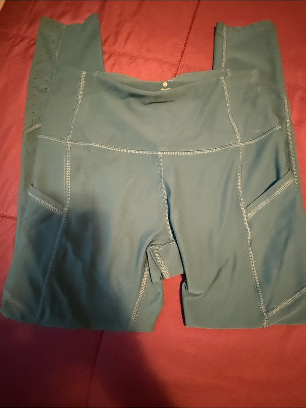 High-Rise Teal leggings with Side Pockets